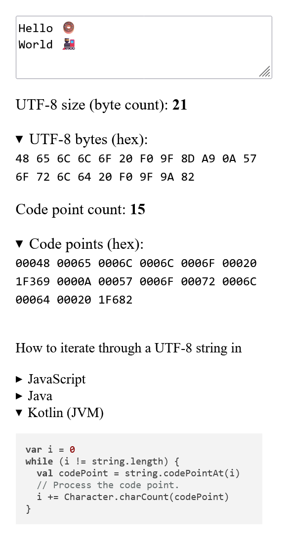 UTF-8 Size screenshot