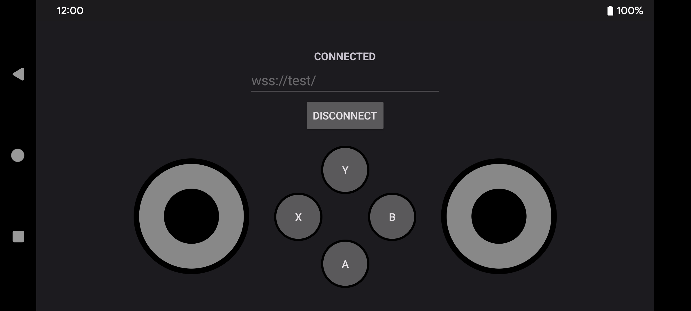 WebSocket Remote Controller landscape orientation